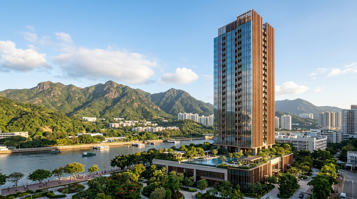 One Centric 住宅大樓外觀構想圖,背靠青翠山景